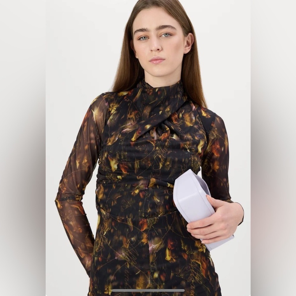 Allsaints Brown Tia Mesh Dress
